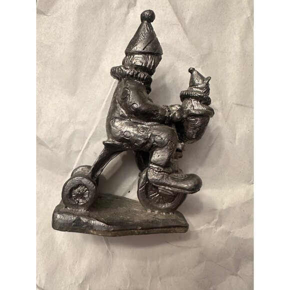 Michael Ricker Pewter Tricycle Clown Figurine With Cat - Picture 5 of 9